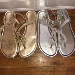Gold & silvers sandals.